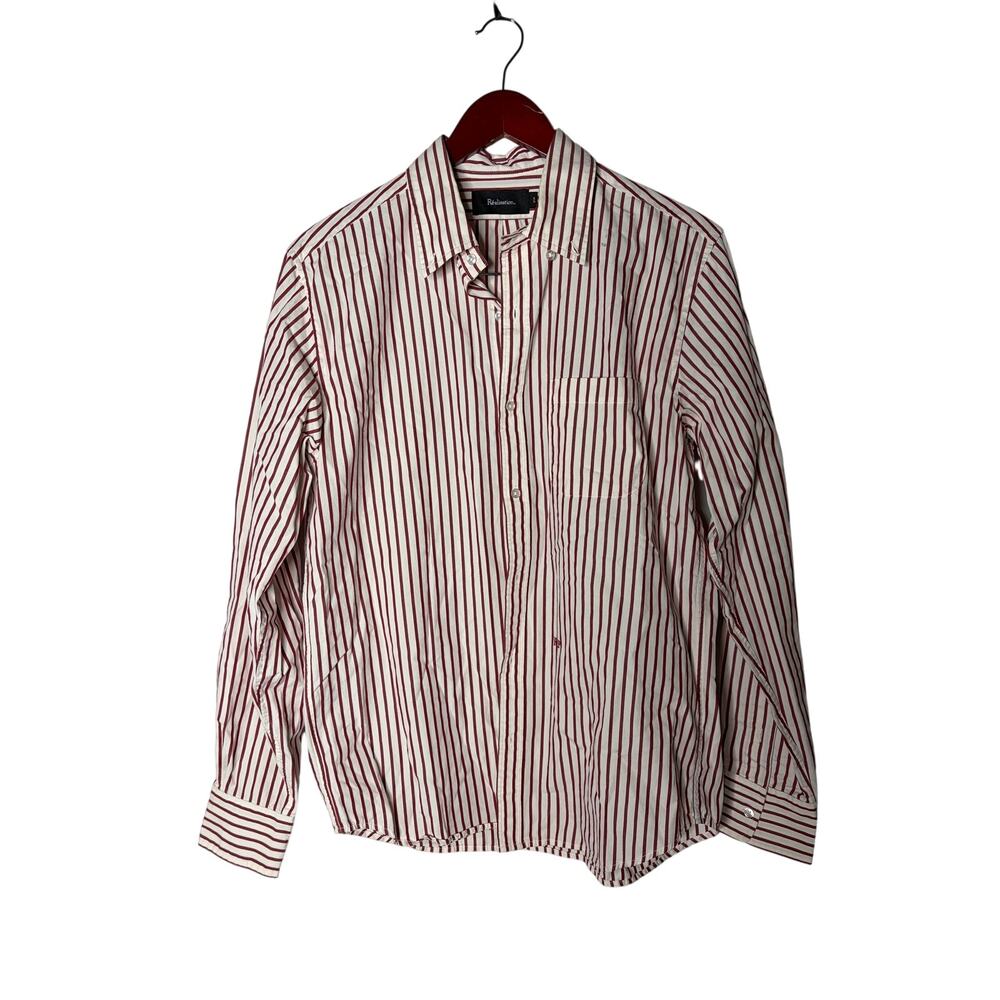 Realization Par The Anderson Red Stripe relaxed boyfriend button up red white XS